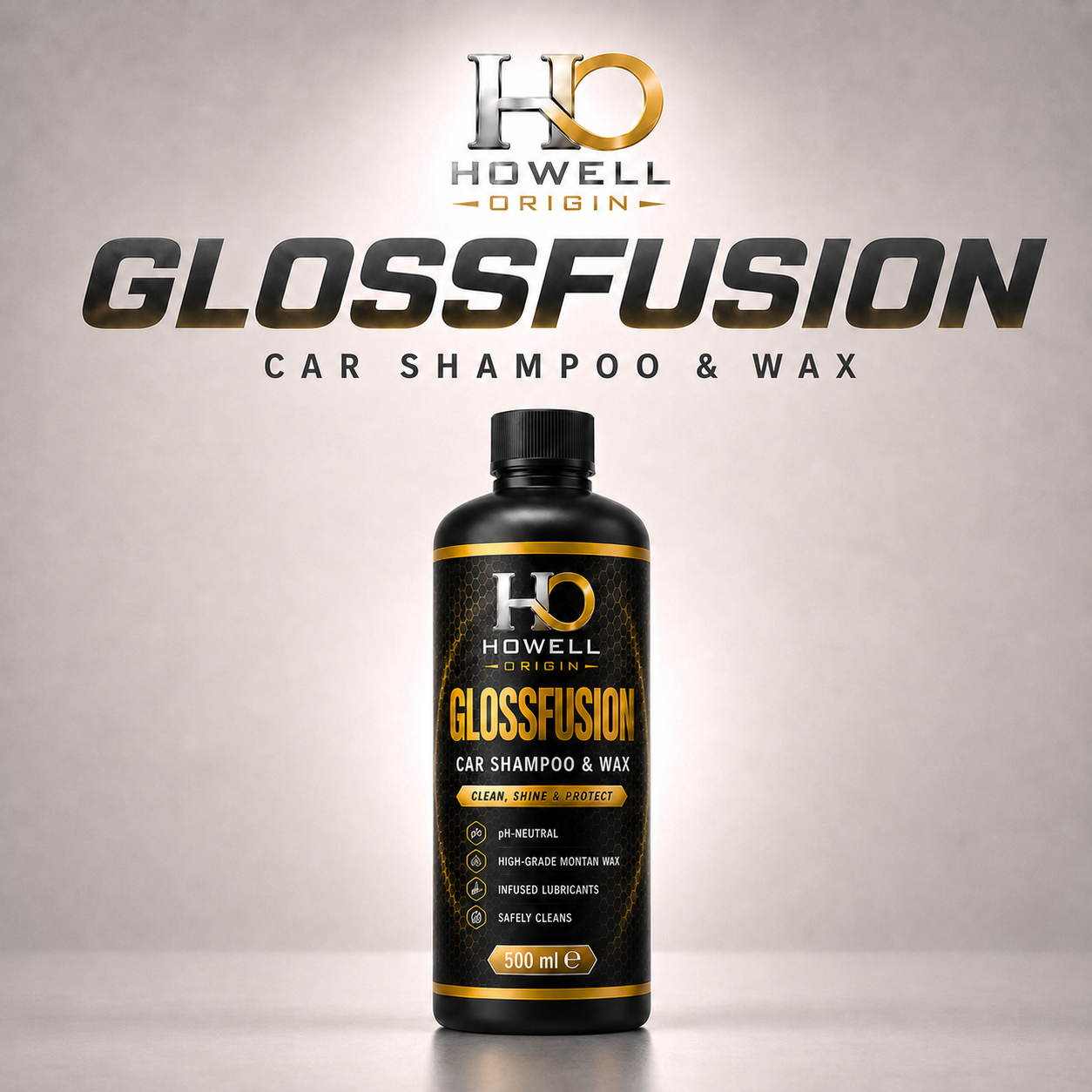 Howell Origin Glossfusion 500 ml shampoo and wax car wash bottle